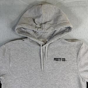 Post Malone Posty Co Hoodie Mens Small Heather Gray Pullover Embroidered